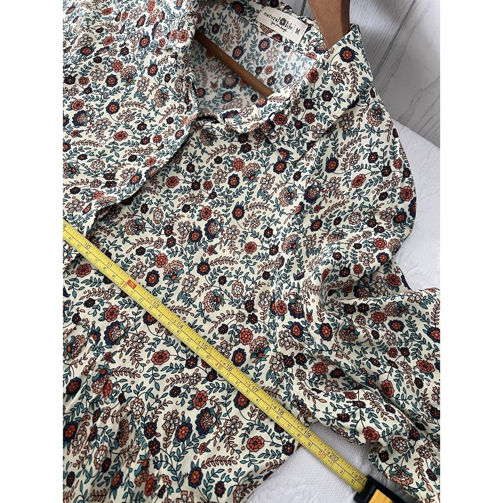 Natural Life Womens Floral Maxi Dress Size Medium Short Ballon Sleeve Boho - Picture 11 of 13